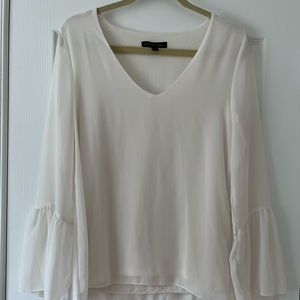 Banana Republic off-white sheer sleeve blouse